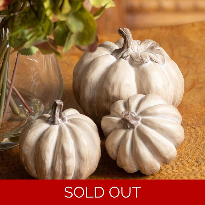 product Image for Set Of Three Carved Wood Effect Pumpkins